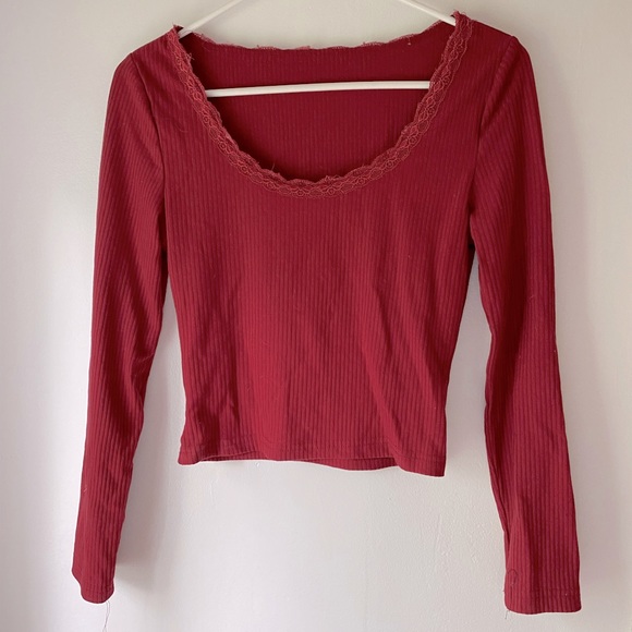 Red Crop Long Sleeve - Picture 1 of 4
